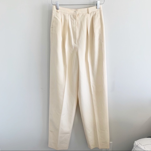 Vintage Ivory Cream High Rise Pleat Front Trouser - Picture 8 of 10